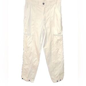 VTG Bugle Boy Cargo High Rise Tapered Leg Jeans /Pants Hem Snaps Unisex 30 x 32